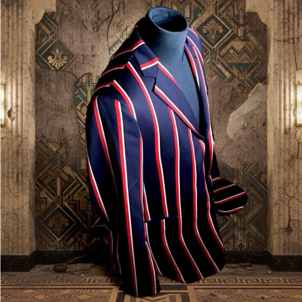 Brooks Brothers Rare Luxury Navy Blazer with Red and White Stripes High Quality - Picture 6 of 15